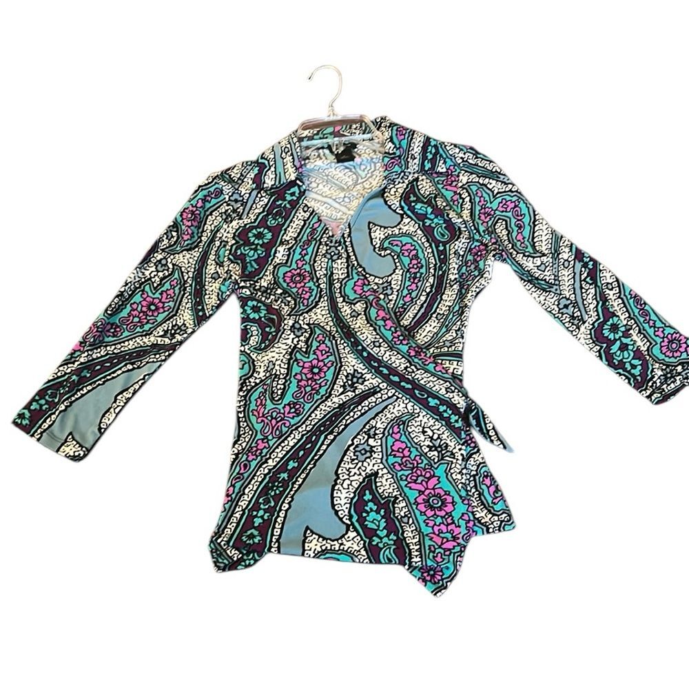 Ann Taylor Petite Wrap Around Long Sleeve Top Small Petite